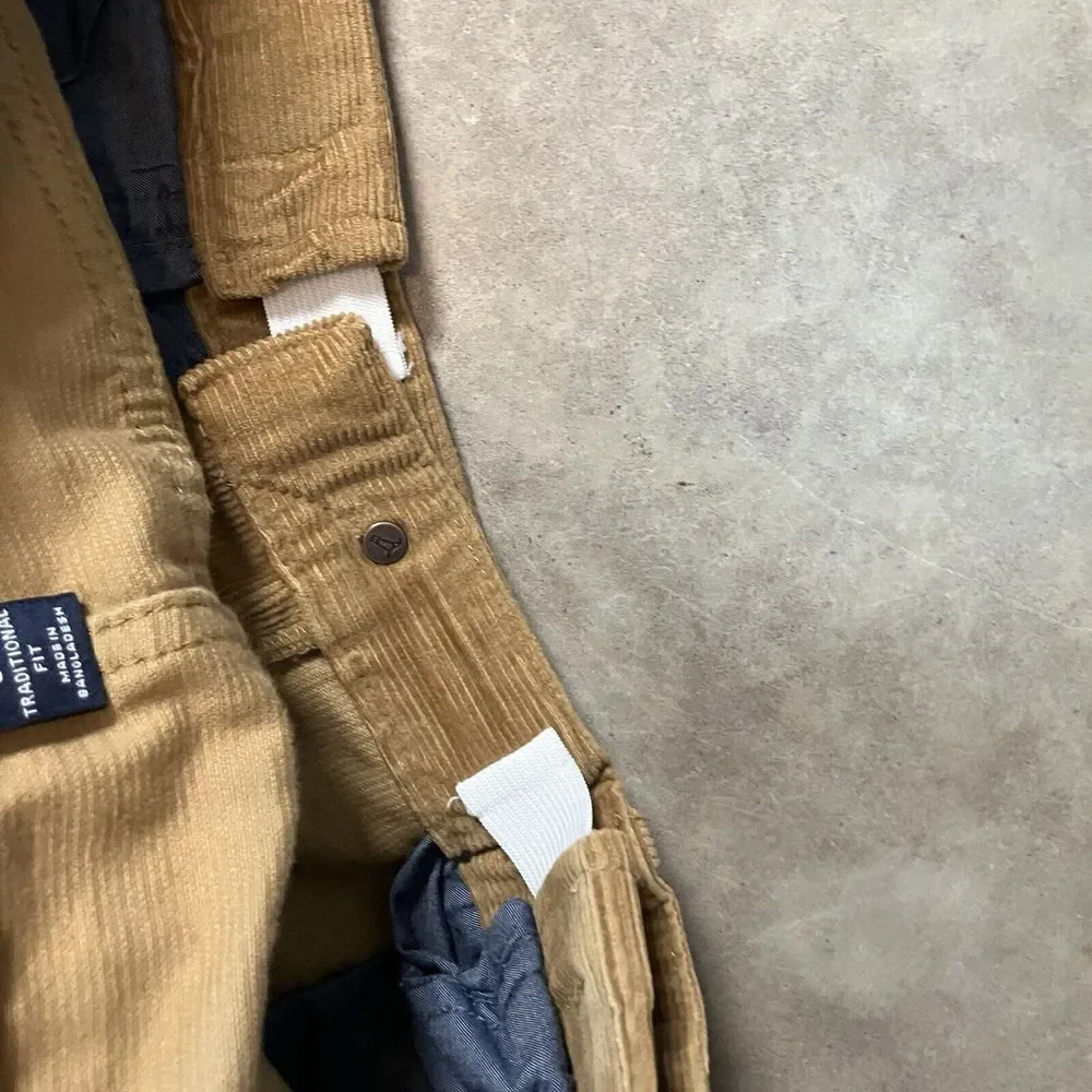Lands End Corduroy Pants Mens 36 Tan Traditional Fit Stretch Waist Cotton Blend‎